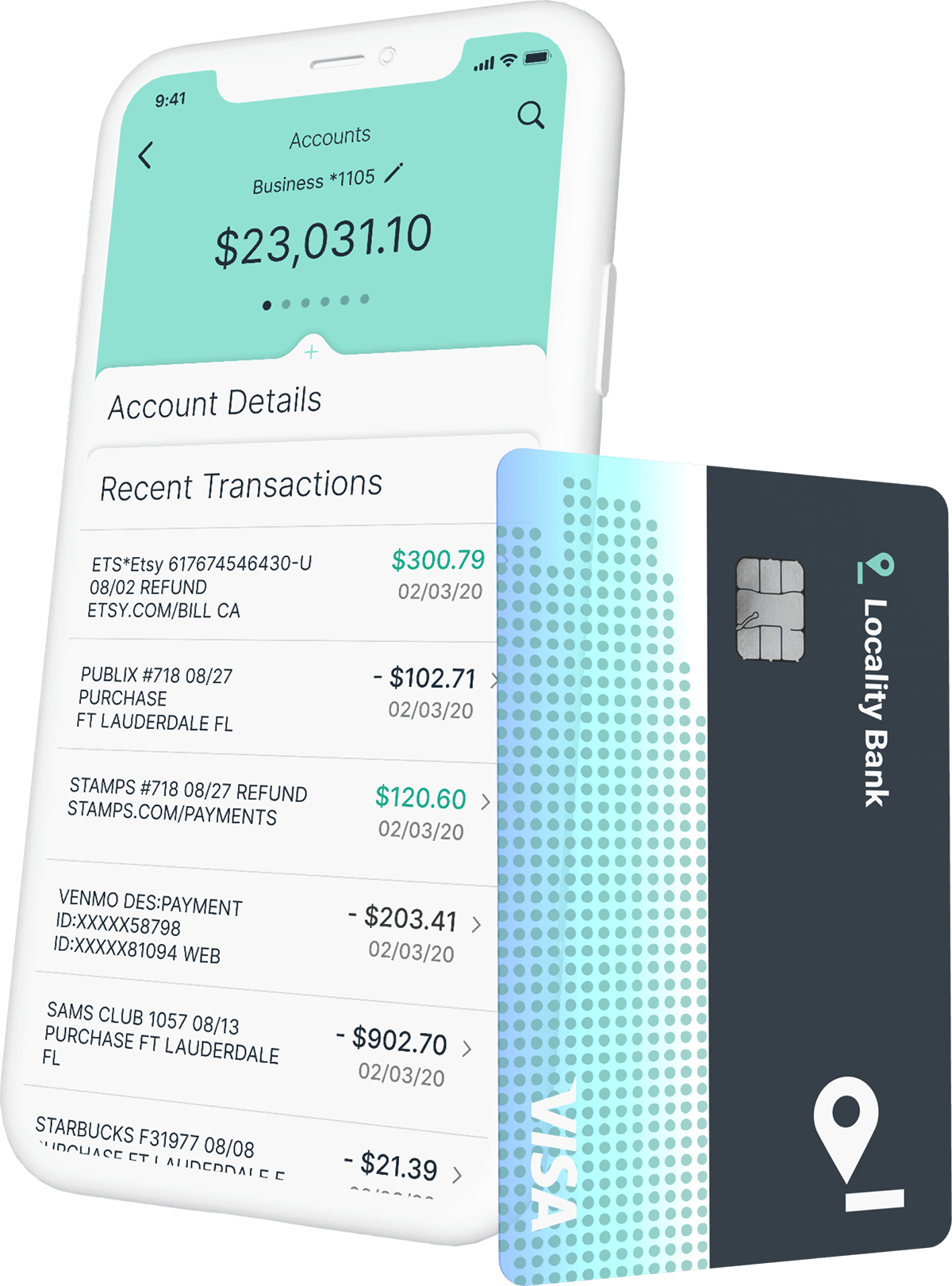 Locality Bank business card and mobile app